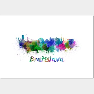 Bratislava skyline in watercolor Posters and Art